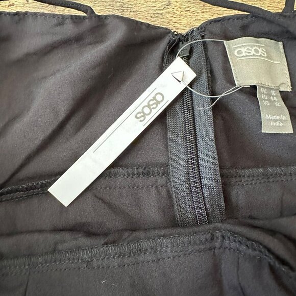 Asos Women's Size 12 Sleeveless Cami Maxi Dress in Black with Back Tie - Picture 4 of 8